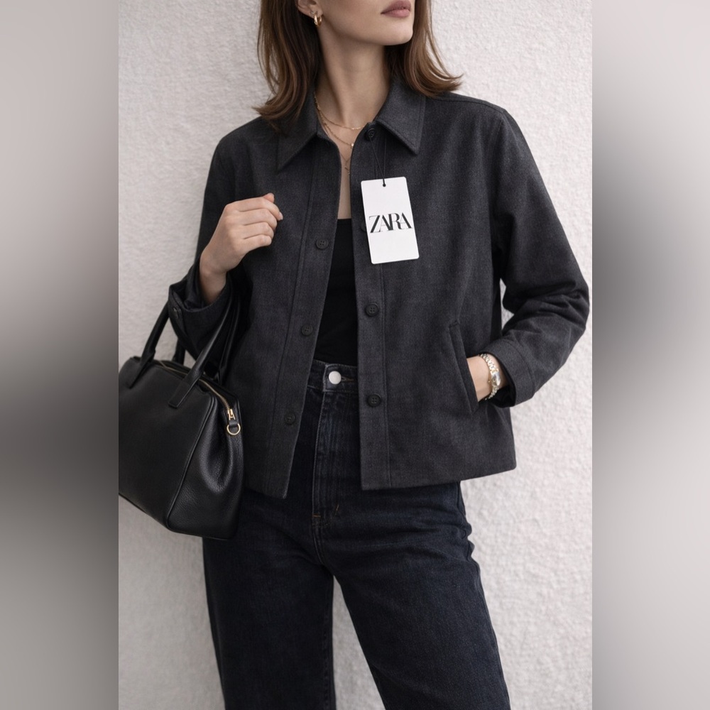 Zara Charcoal Wool Blend Jacket NWT – Minimalist Chic Capsule Piece
